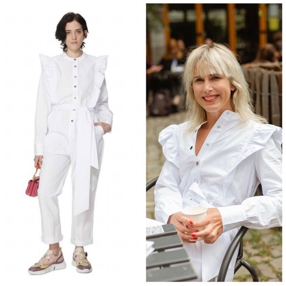 CUSTOMMADE White Ruffle Long
Sleeve Jumpsuit NWT - Picture 12 of 12